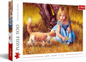 PUZZLE TREFL 500 ELEM DZIEWCZYNKA Z KOTKIEM 