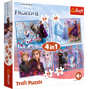 PUZZLE TREFL 4w1 FROZEN PODRÓŻ W NIEZNANE KRAINA LODU 34323