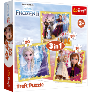 PUZZLE TREFL 3w1 FROZEN MOC ANNY I ELSY KRAINA LODU 34847