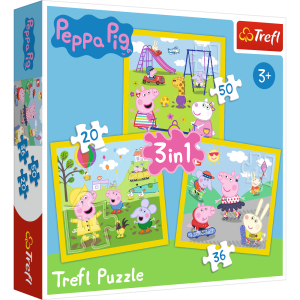 PUZZLE TREFL 3w1 ŚWINKA PEPPA WESOŁY DZIEŃ PEPPY 34849