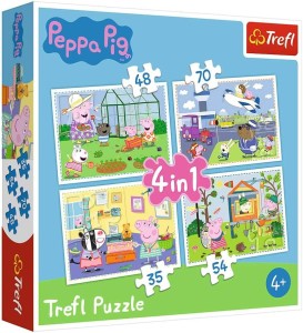 PUZZLE TREFL 4w1 ŚWINKA PEPPA WESOŁY DZIEŃ PEPPY  34316