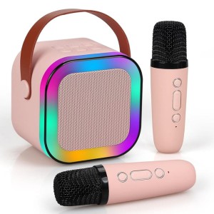 GŁOSNIK BLUETOTH PRZENOŚNY ZESTAW KARAOKE RGB 2 MIKROFONY USB