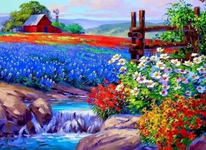 OBRAZ MALOWANIE PO NUMERACH NA RAMIE OBRAZ Z RAMĄ 30x40 - ŁĄKA