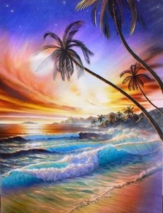 OBRAZ MALOWANIE PO NUMERACH NA RAMIE OBRAZ Z RAMĄ 30x40 - PLAŻA
